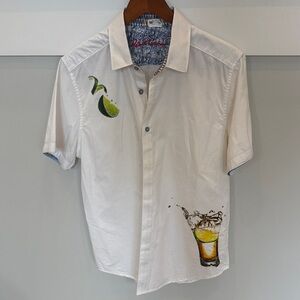 Robert Graham White Tequila Shot Shirt with Lime and Drink Design